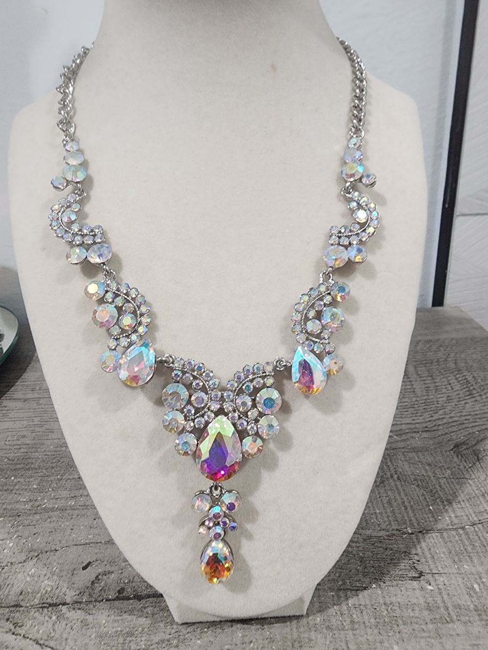 Aurora Crystal Teardrop Statement Necklace - Including Matching Earrings